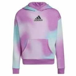 New 🎁 Hoodies & Sweatshirts 👧 Girls' Adidas Long Sleeve Allover Print Fleece Logo Hoodie 🧨